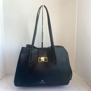 Nanette Lepore Black Purse Pebbled Vegan Leather Shoulder Bag Tote